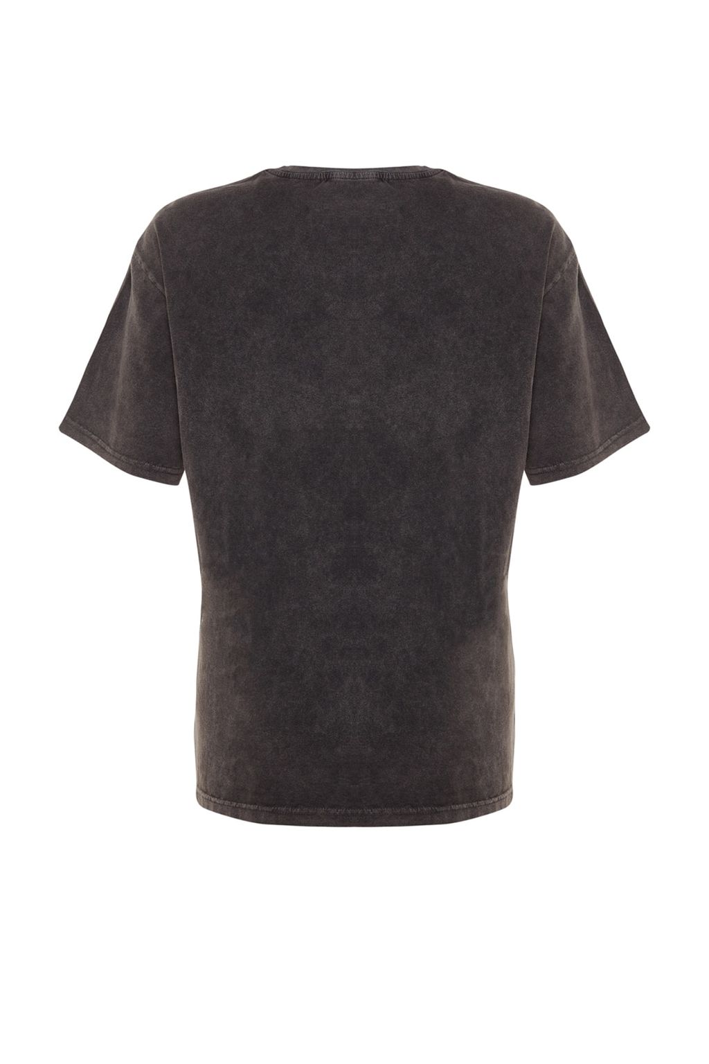 TRENDYOLMILLA Antrasit %100 Pamuk Soluk Efektli Boyfriend/Genis Kal?p Bisiklet Yaka Orme T-Shirt TWOSS23TS00112  фото 12