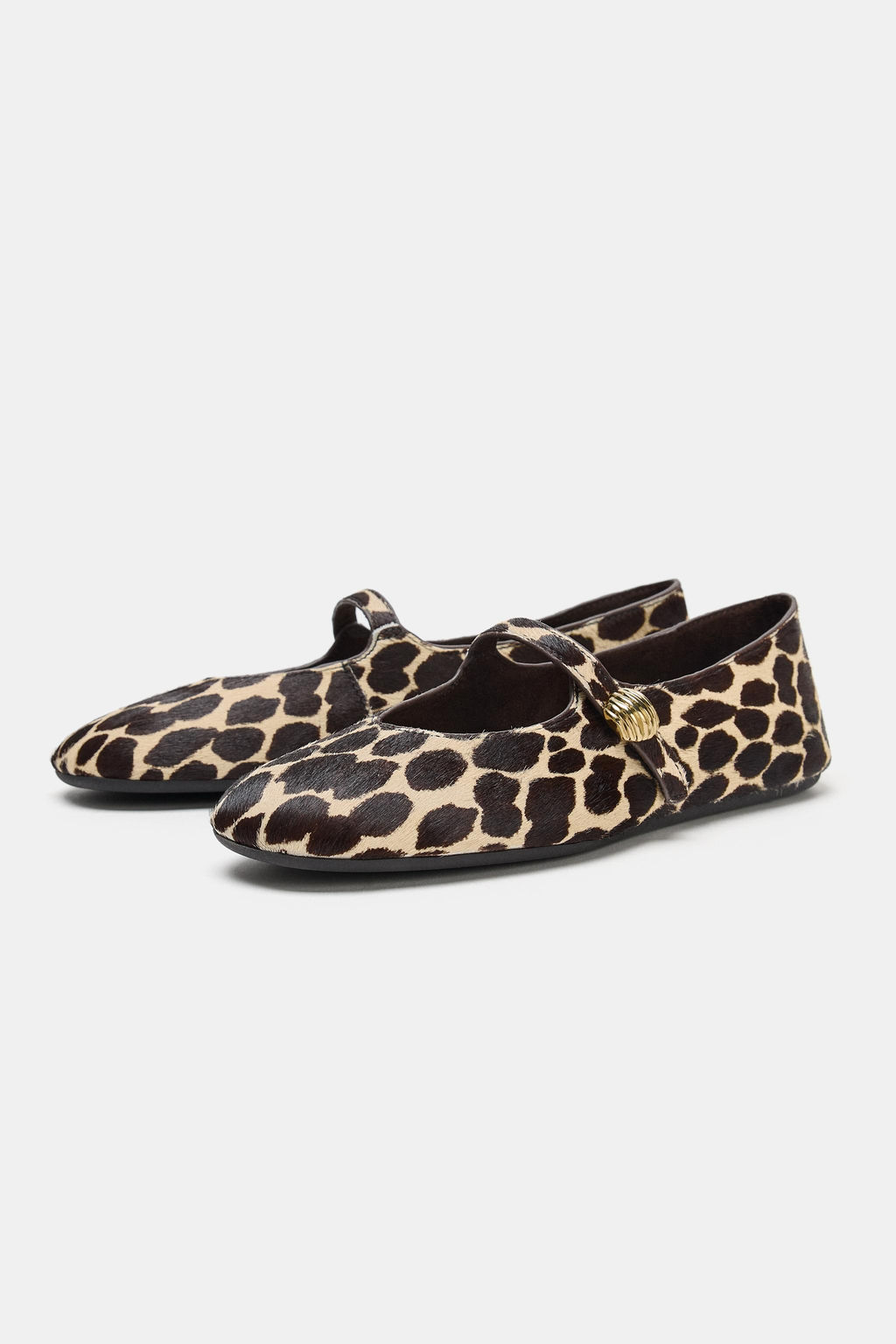 PRINTED LEATHER BALLET FLATS - Zara фото 5