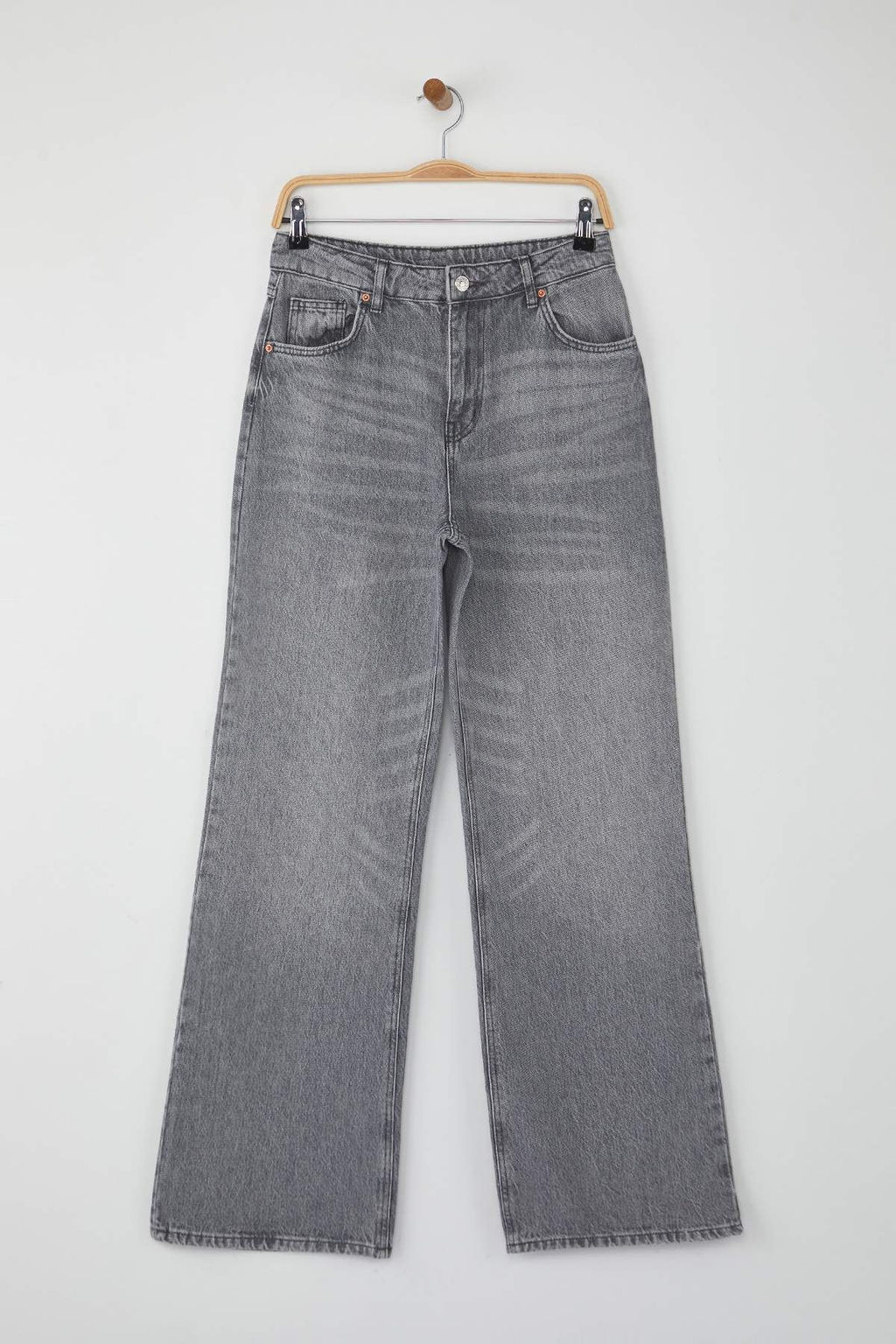 Gri Yuksek Bel Genis Paca Wide Leg Palazzo Jeans TWOAW26JE00066 - Trendyolmilla фото 5