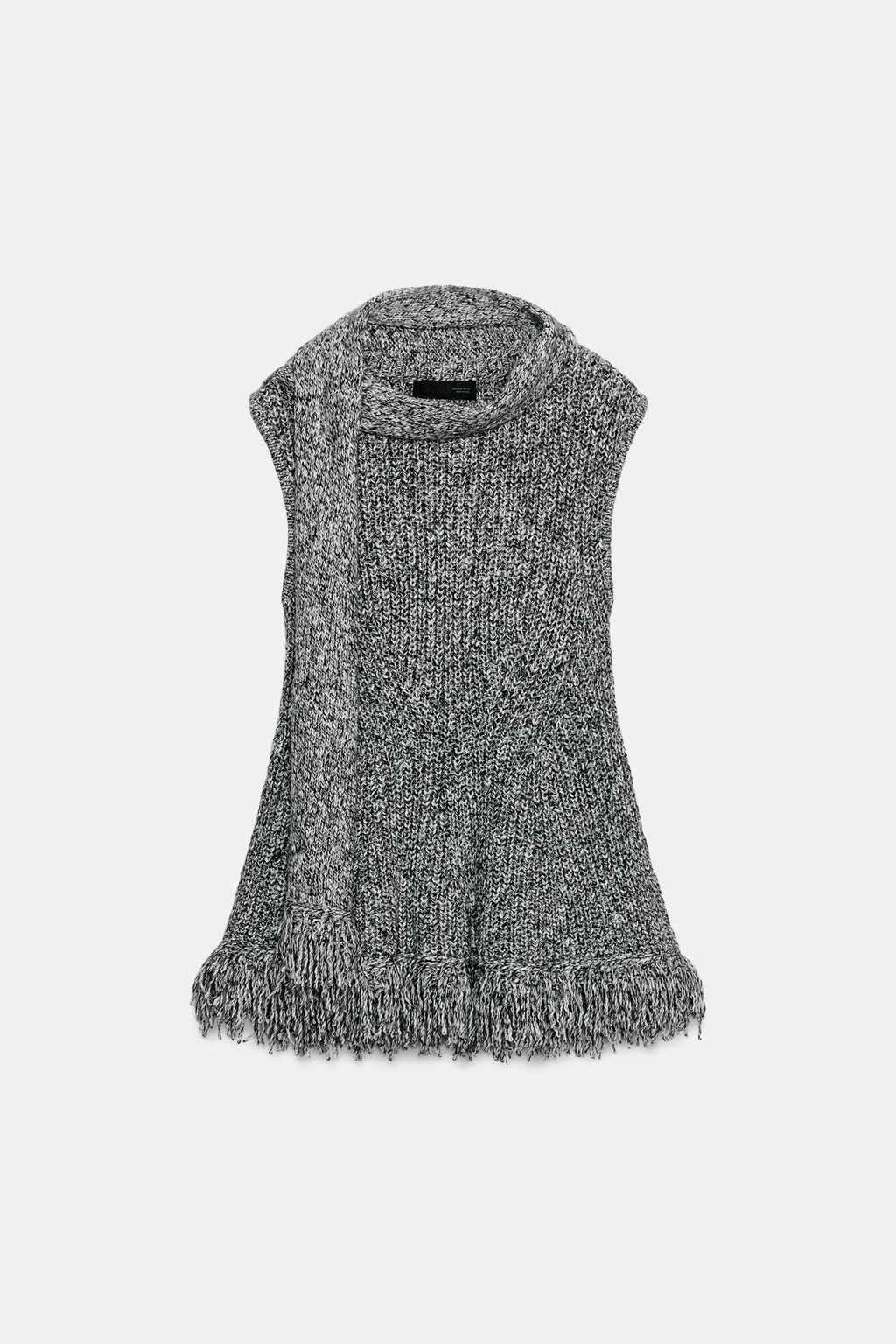 KNIT TOP WITH SCARF AND FRINGED HEM - Zara фото 2