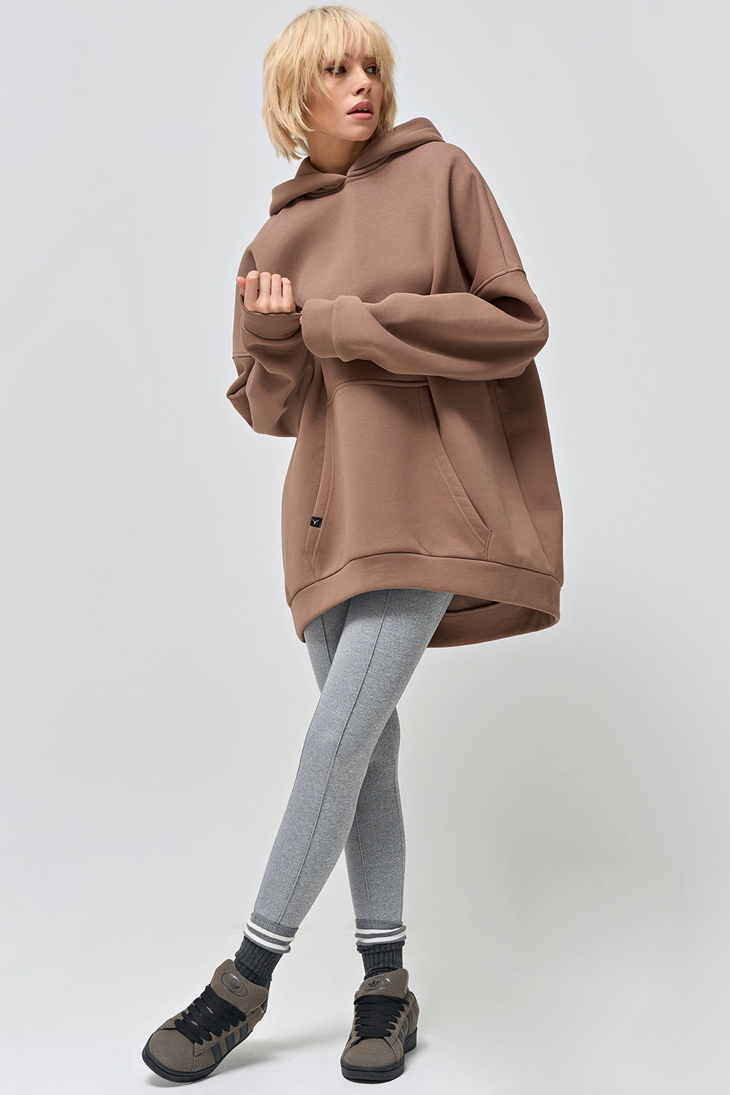 Худи из футера с начесом мокко