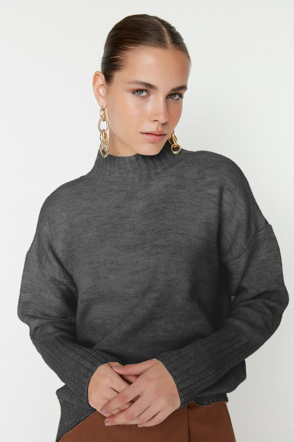 Bordo Genis Kal?p Yumusak Dokulu Basic Triko Kazak TWOAW23KZ00490 - Trendyolmilla фото 19