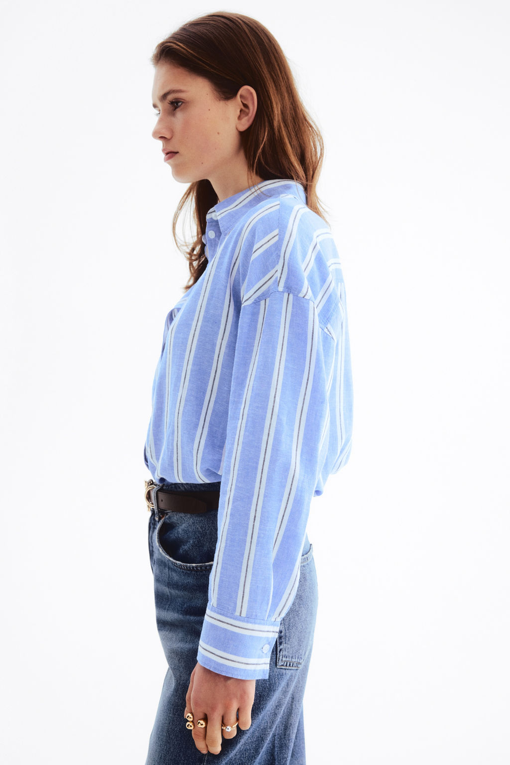 Camisa oversize en mezcla de lino - H&m фото 6