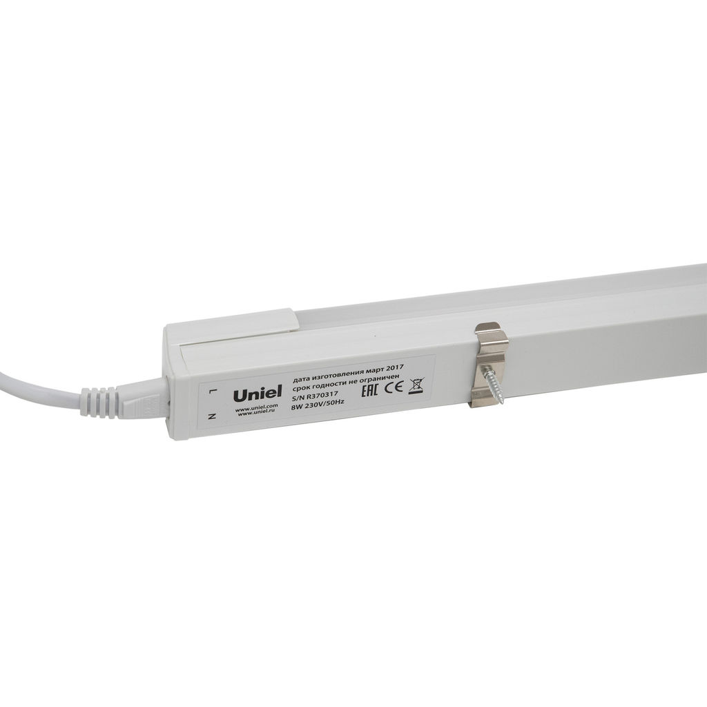 ULI-L24-8W/4200K SENSOR IP20 WHITE Светильник линейный светодиодный (аналог Т8), с бесконтактным выключателем. 560х28х42мм. Белый свет. 600Lm. Корпус белый. TM Uniel.