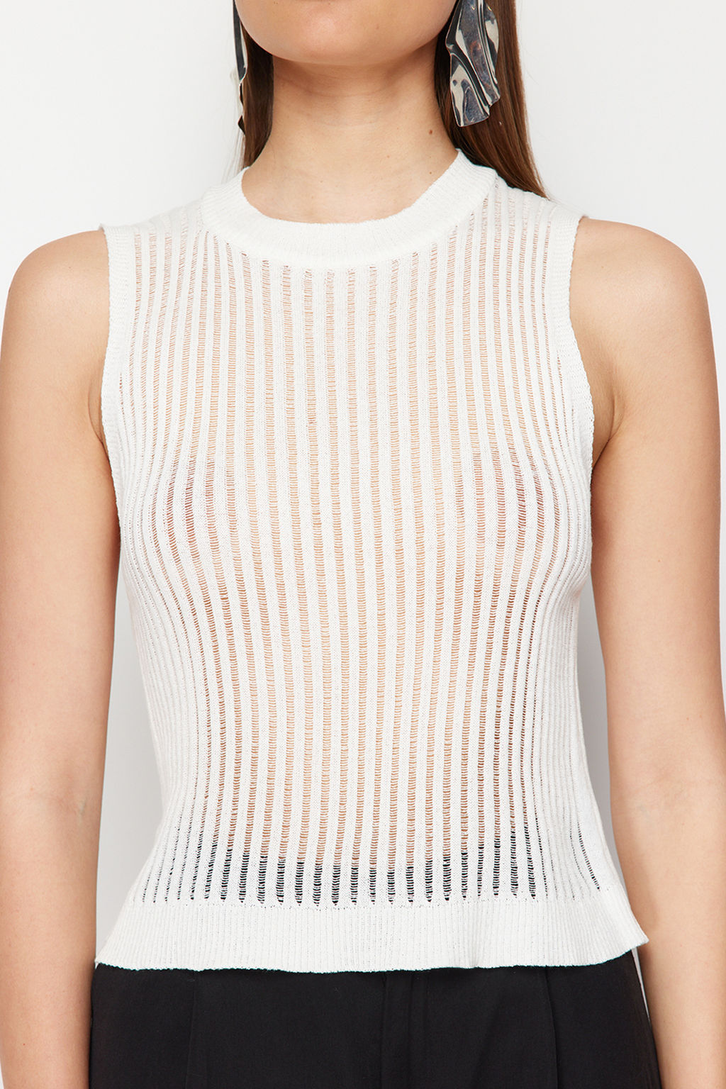 Tas Transparan Triko Bluz TWOSS24BZ00647 - Trendyolmilla фото 4