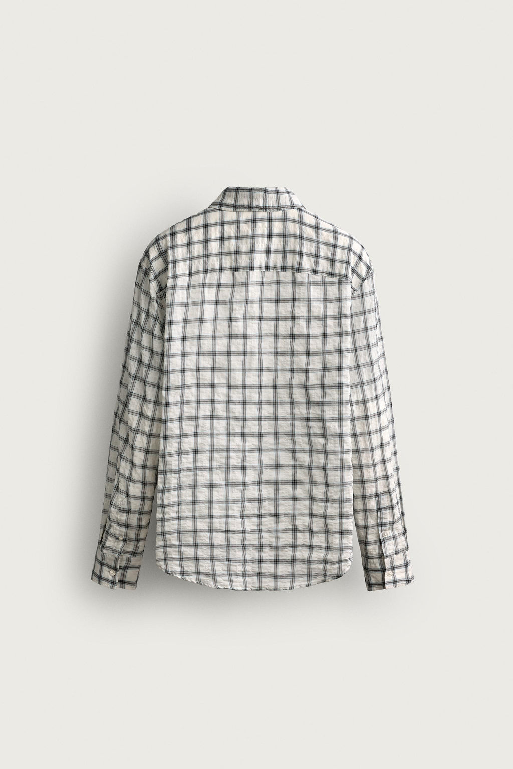 CAMISA RELAXED FIT CUADROS TEXTURA / Blanco roto - Zara фото 8