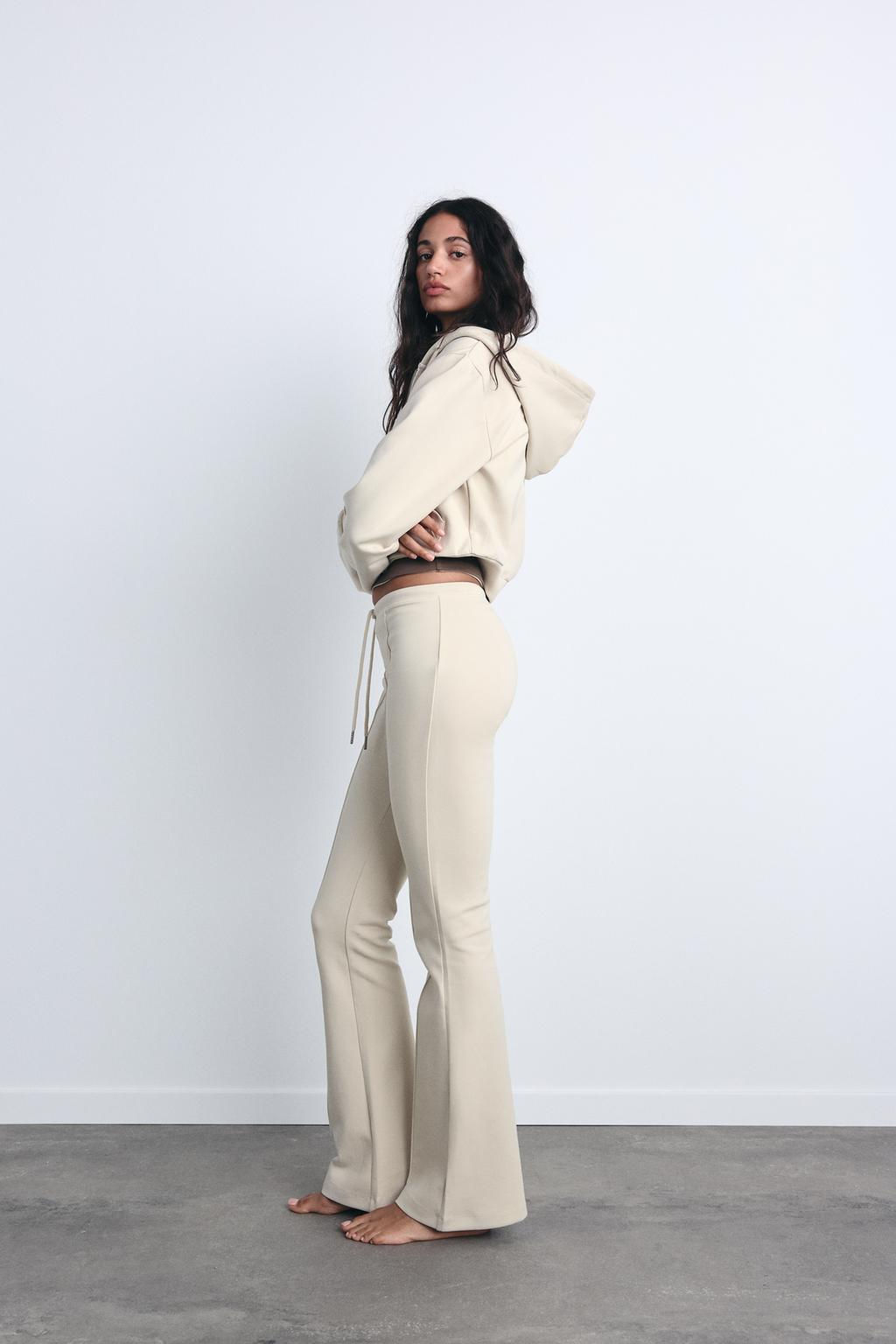 STITCHED INTERLOCK BELL BOTTOM TROUSERS - Zara фото 13