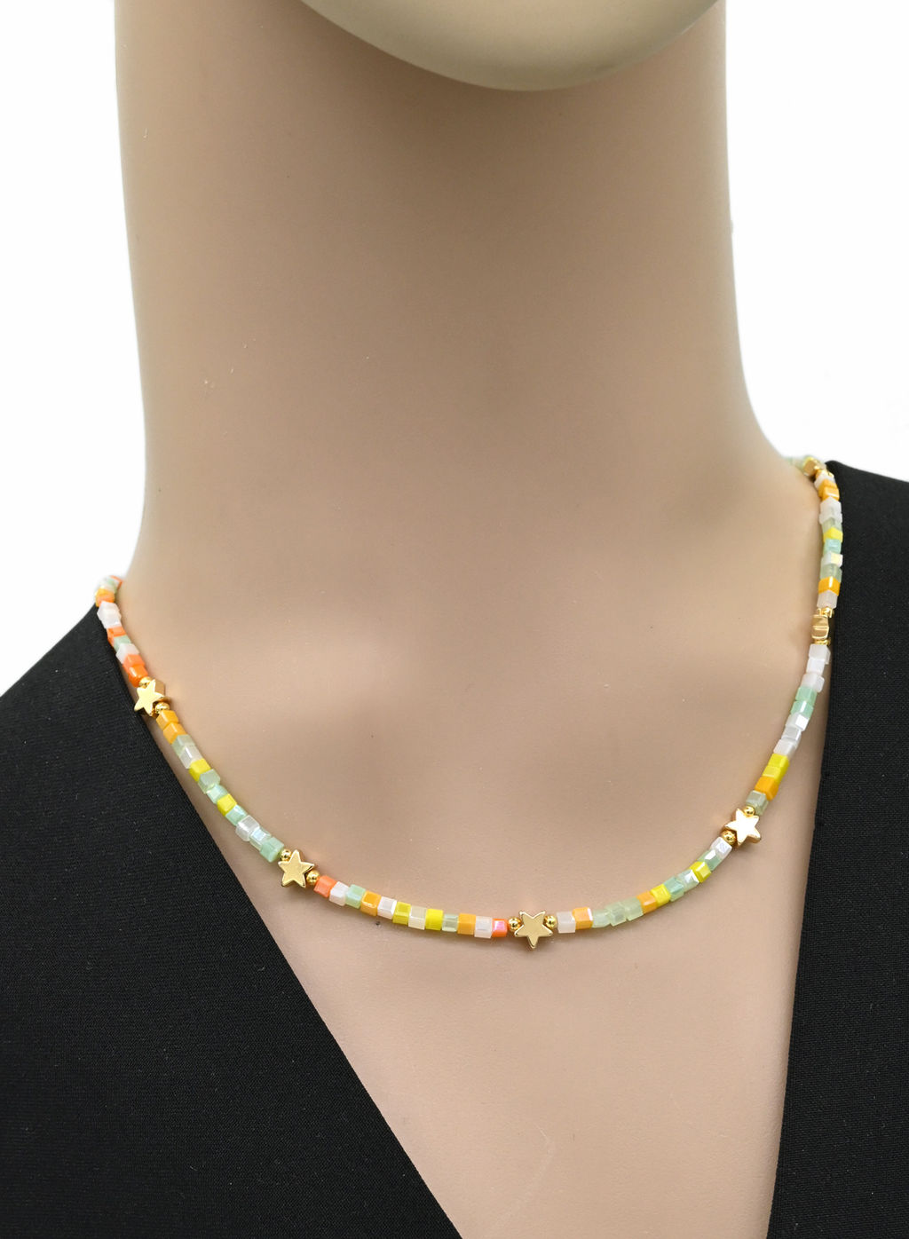 Чокер на леске из циркона кубик 2мм цв.желто-оранжевый, 40см