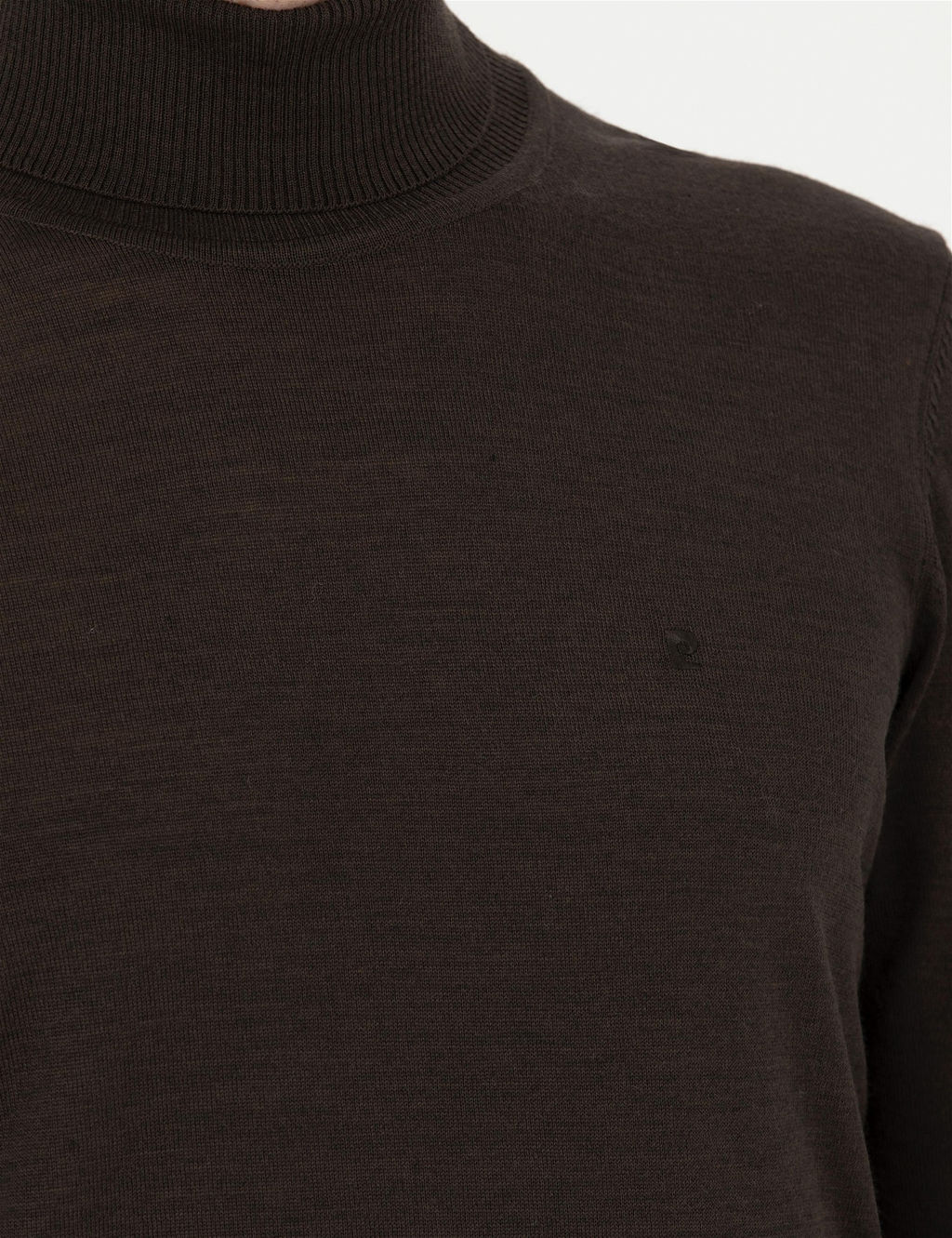 Kahverengi Slim Fit Bal_k__ Yaka Y_n Kar___ml_ Basic Triko Kazak - Pierre cardin фото 7