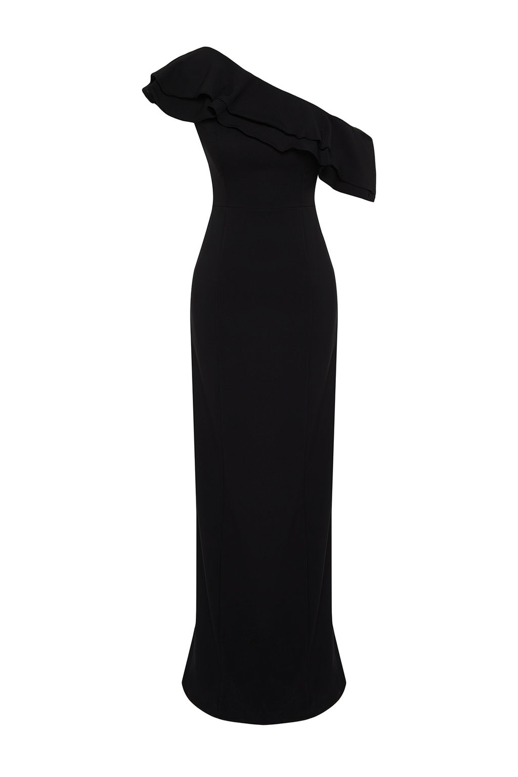 Siyah Vucudu Saran Volanl? Dokuma S?k Abiye UzunElbise TPRSS24AE00066 - Trendyolmilla фото 8