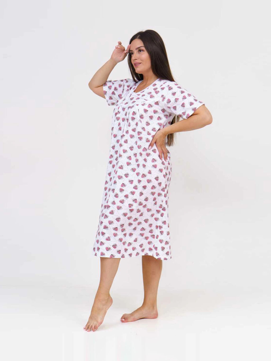 Ночная сорочка женская, цвет белый розовый