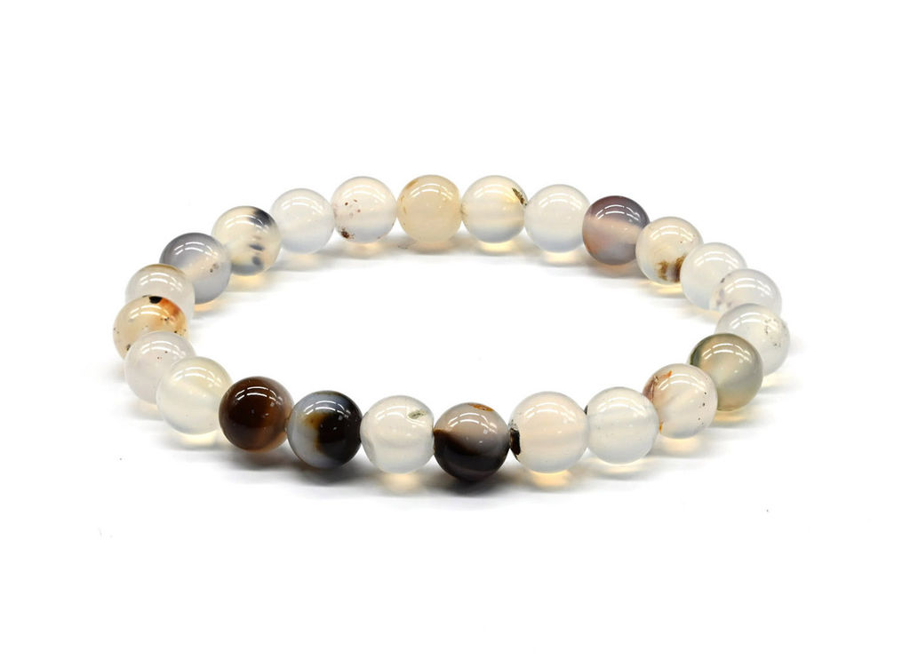 Браслет шарик 8мм из агата тибетского цвет черно-белый Радуга камня  фото 3