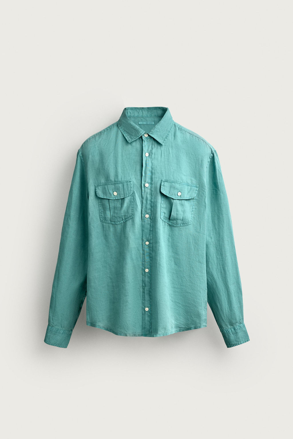 CAMISA RELAXED FIT 100% LINO / Turquesa - Zara фото 8