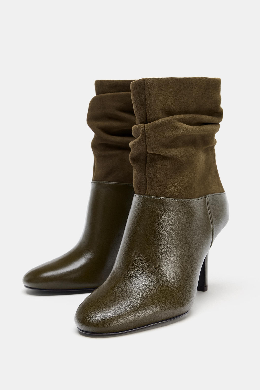 CRINKLE-EFFECT LEATHER ANKLE BOOTS - Zara фото 7