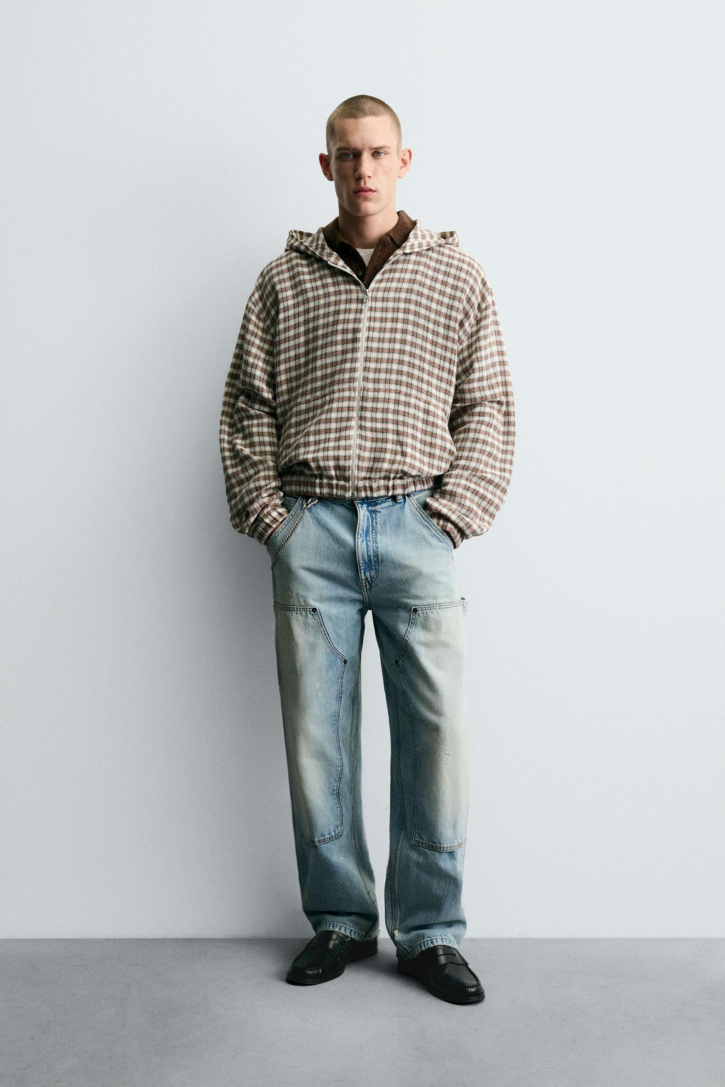HOODED CHECK OVERSHIRT