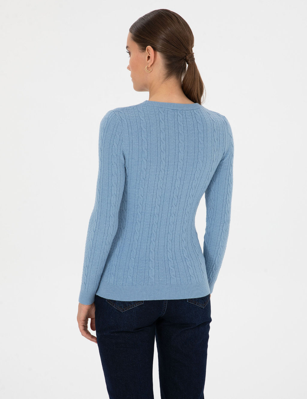 A__k Mavi Extra Slim Fit _rg_ Desenli Kazak