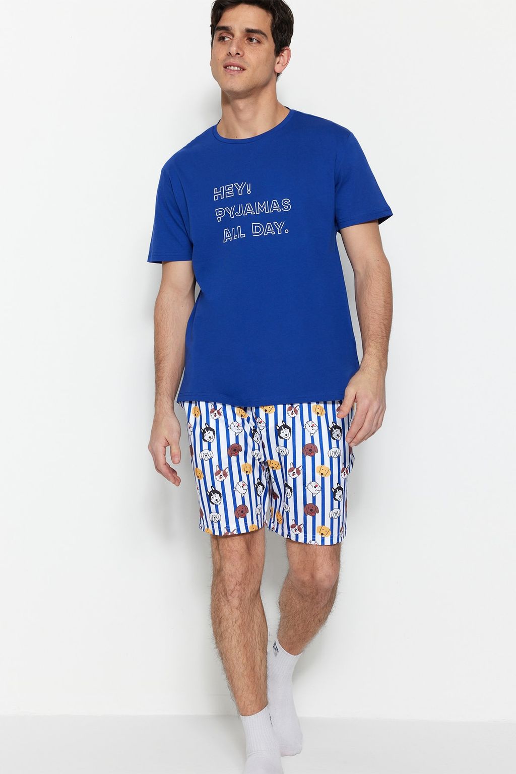 TRENDYOL MAN Gri Regular Fit Bask?l? Orme Sortlu Pijama Tak?m? TMNSS23PT00000 - Trendyolmilla фото 18