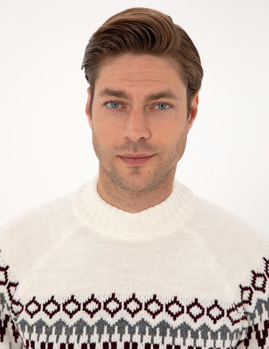 A__k Gri Melanj Slim Fit _eyrek Yaka Triko Kazak - Pierre cardin фото 2