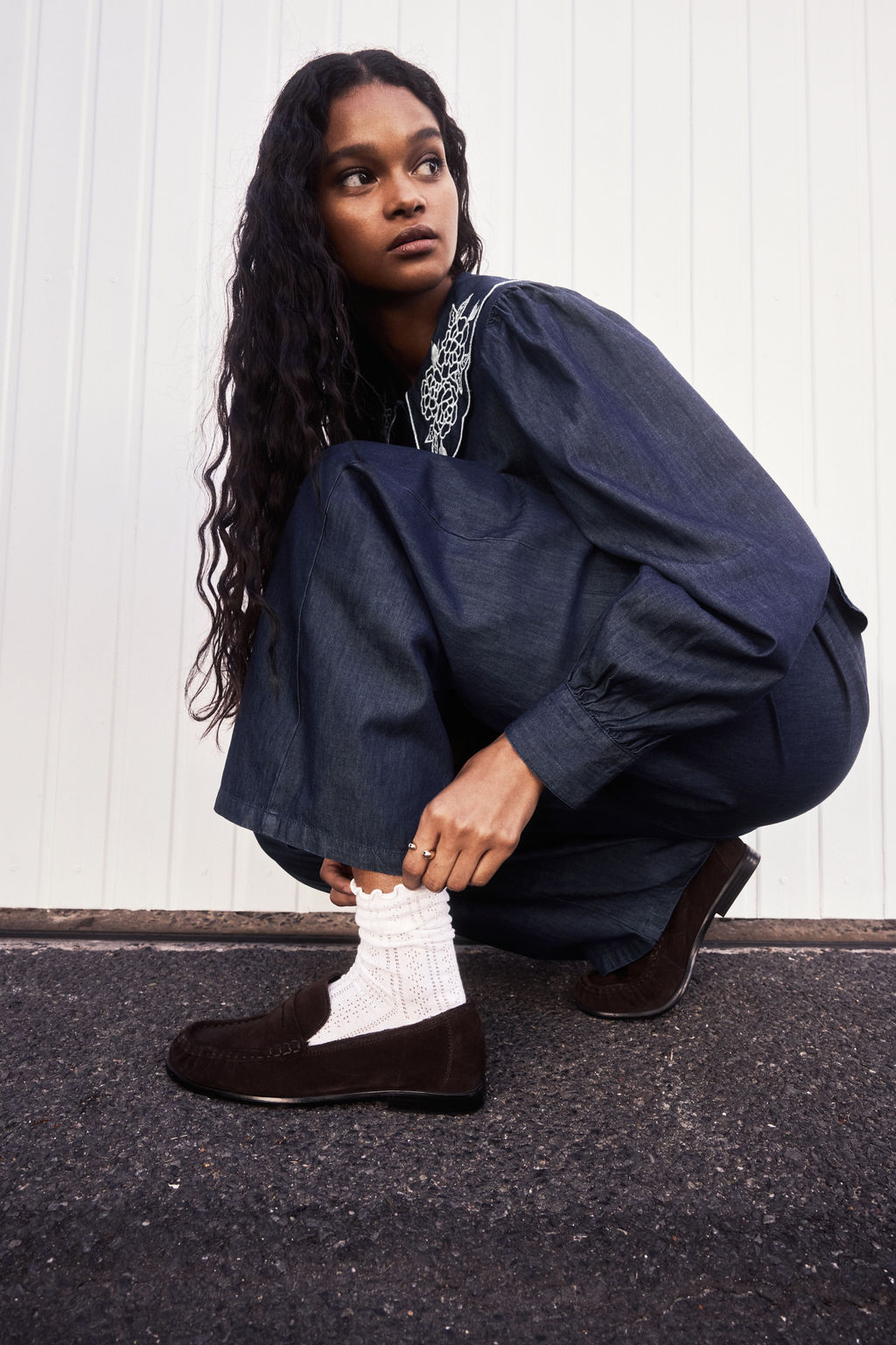 Pantal?n denim con cord?n de ajuste - H&m фото 5
