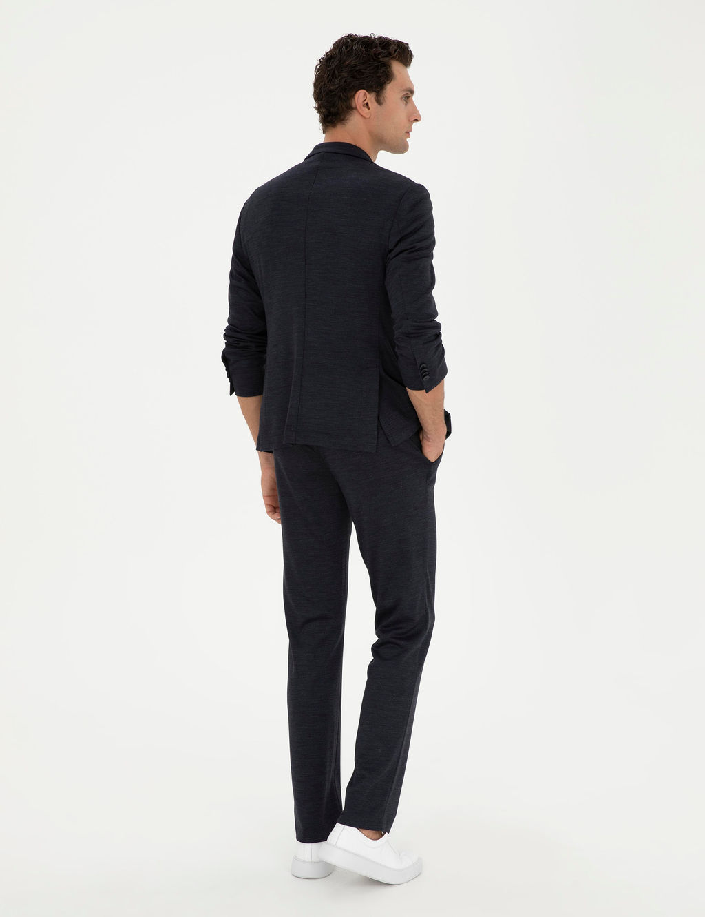 Koyu Lacivert Slim Fit Y_n Kar___ml_ Pantolon