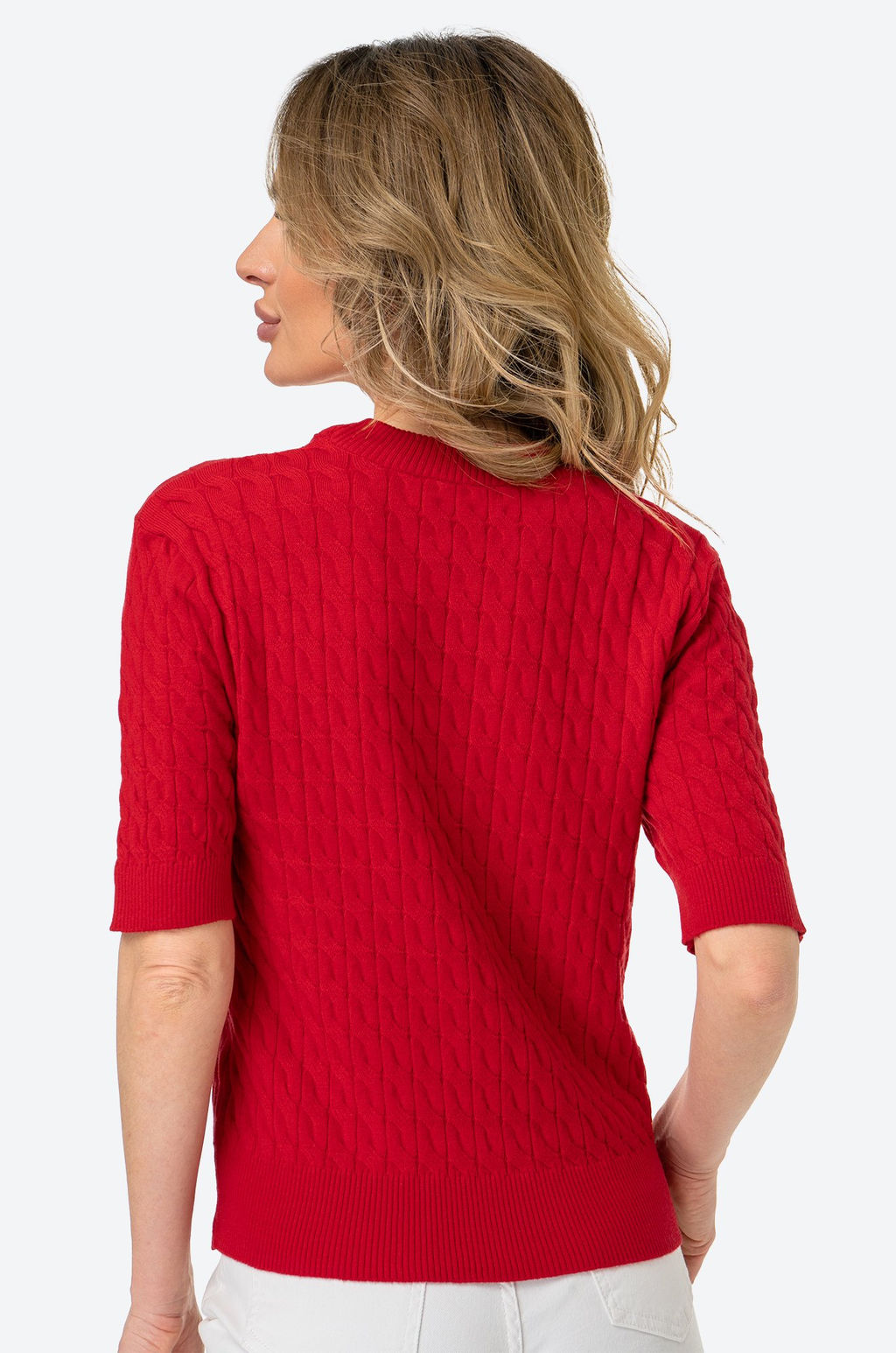 Женский джемпер в косичку с коротким рукавом Happy Fox  фото 18