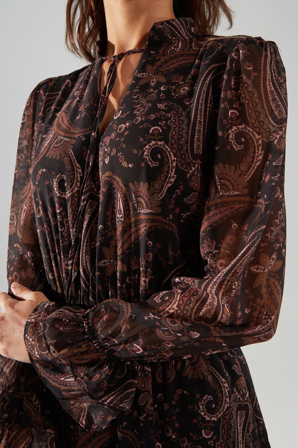 TRENDYOLMILLA Cok Renkli Boyundan Baglamal? Dokuma K?sl?k Elbise TWOAW21EL1448  фото 9