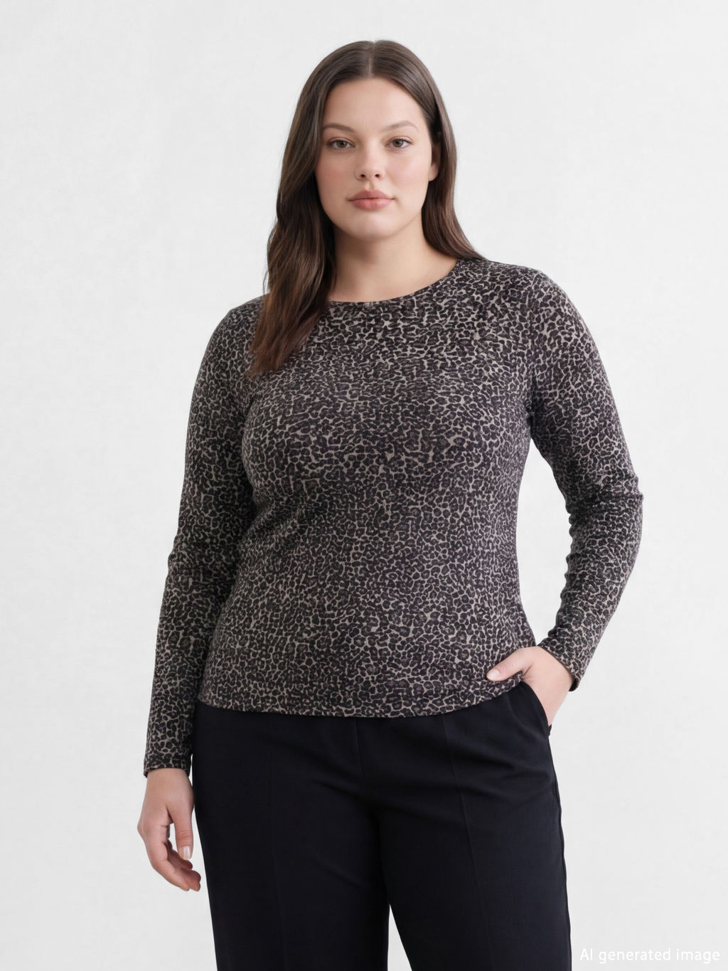Bisiklet Yaka Leopar Desenli Bluz