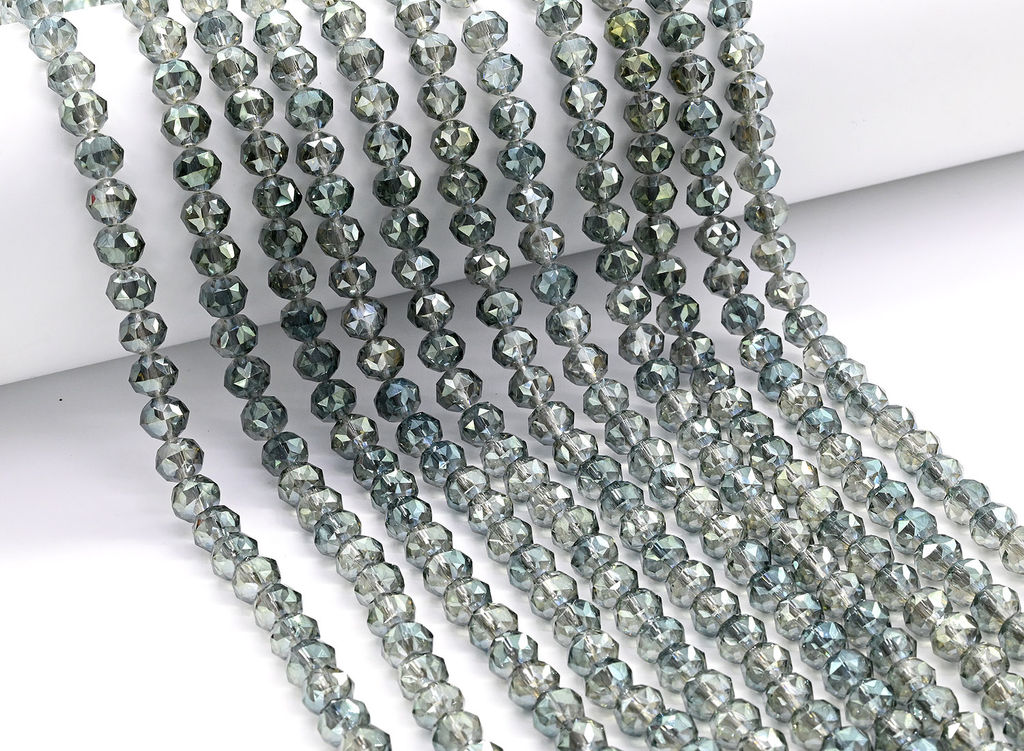 Бусины из циркона шарик гр.8мм цв.оливковый, 38см, 55 бусин Радуга камня