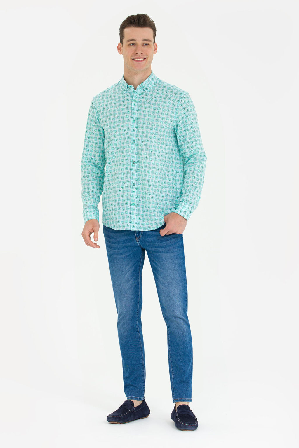 U. S. Polo Assn Мужская мятная рубашка с длинным рукавом - U.s. polo assn фото 4