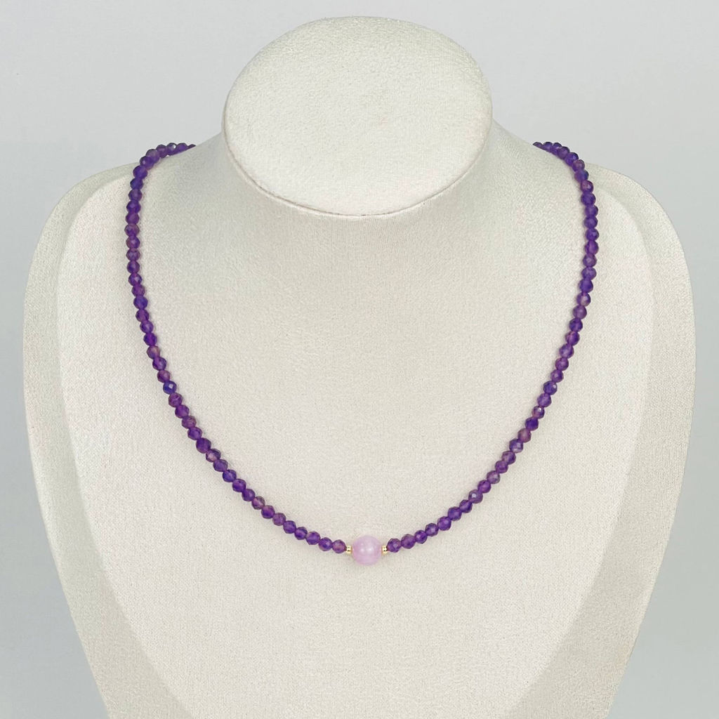 Колье из Аметиста и Кунцита 38 см +