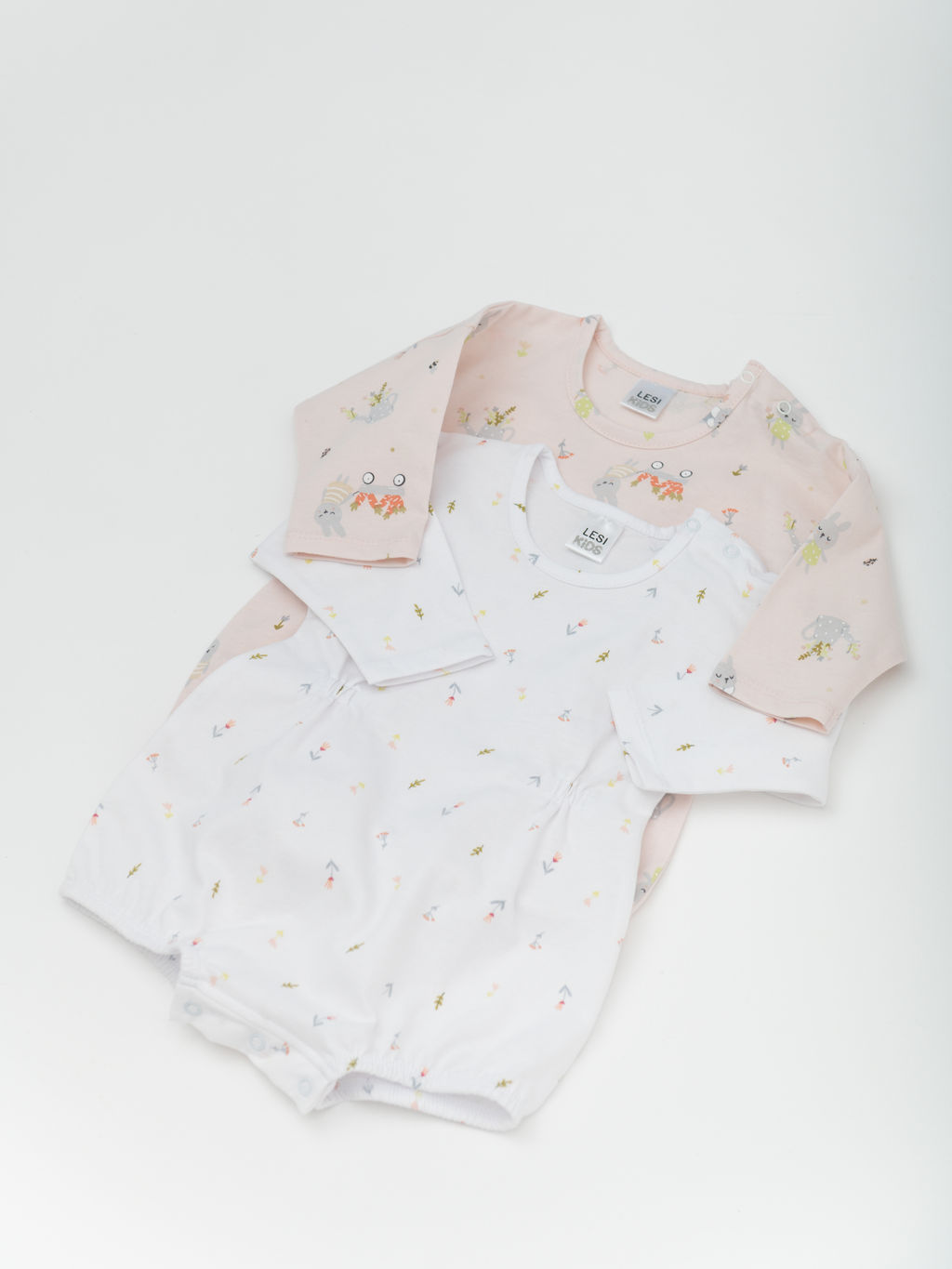 Комбинезон для девочки с длиным рукавом 2шт., бел/роз - Lesi kids фото 18