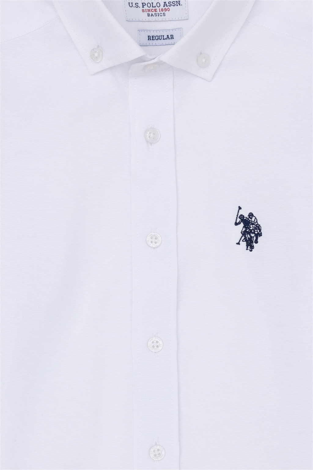 Белая базовая рубашка с длинным рукавом для мальчика - U.s. polo assn фото 4