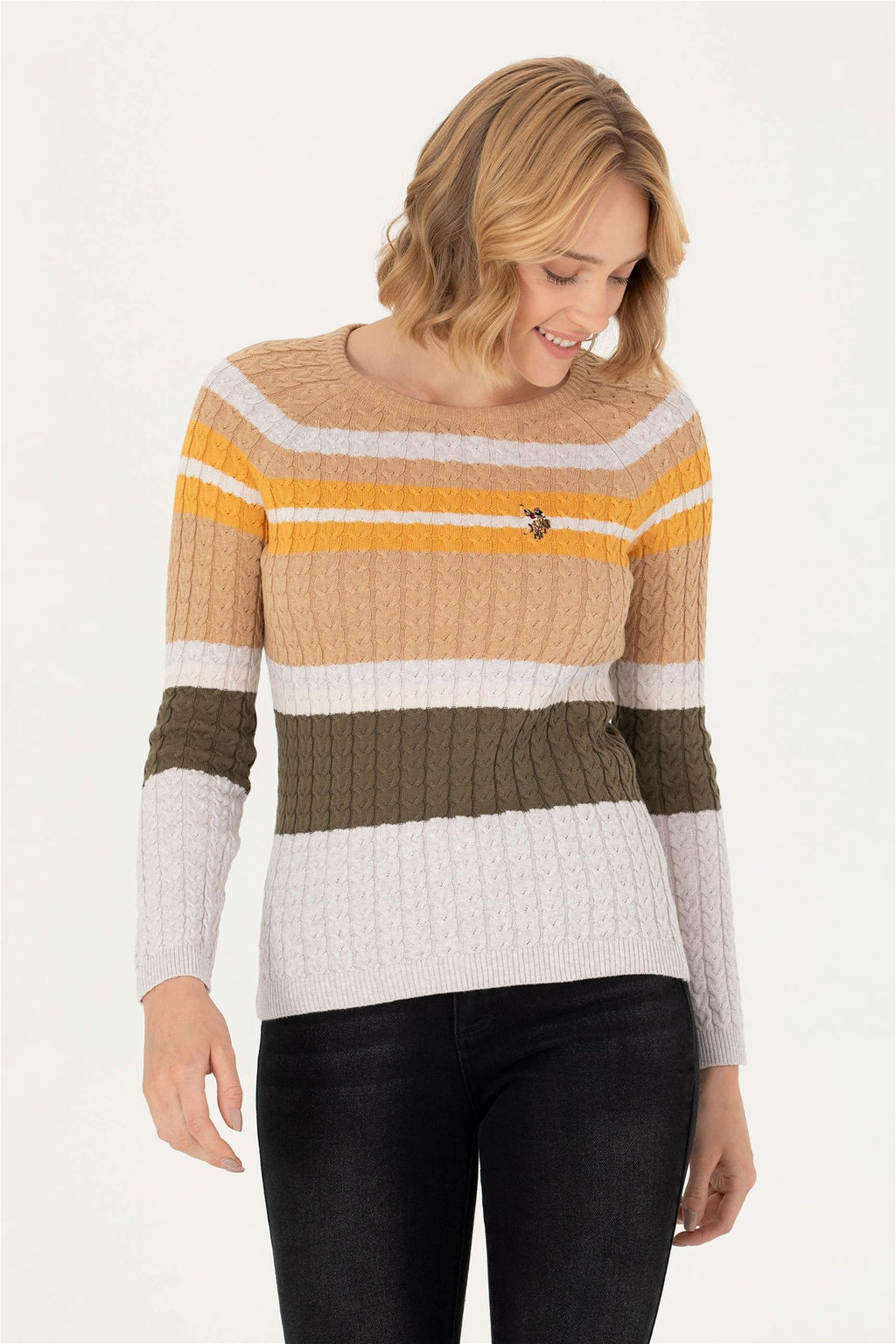 Женский свитер с круглым вырезом из каменного меланжа Неожиданная скидка в корзине - U.s. polo assn фото 3