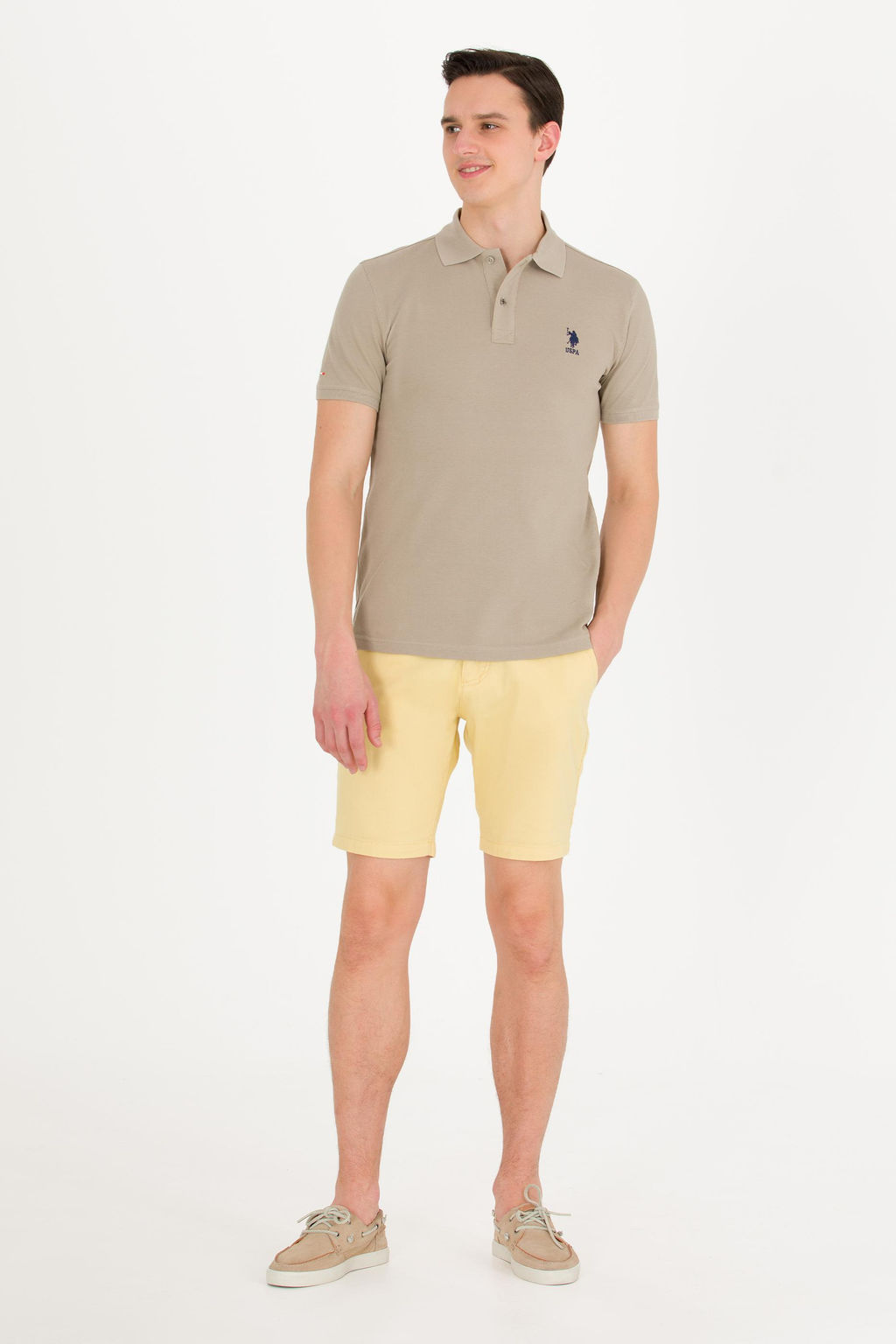 Мужская футболка цвета хаки с воротником поло Basic - U.s. polo assn фото 18