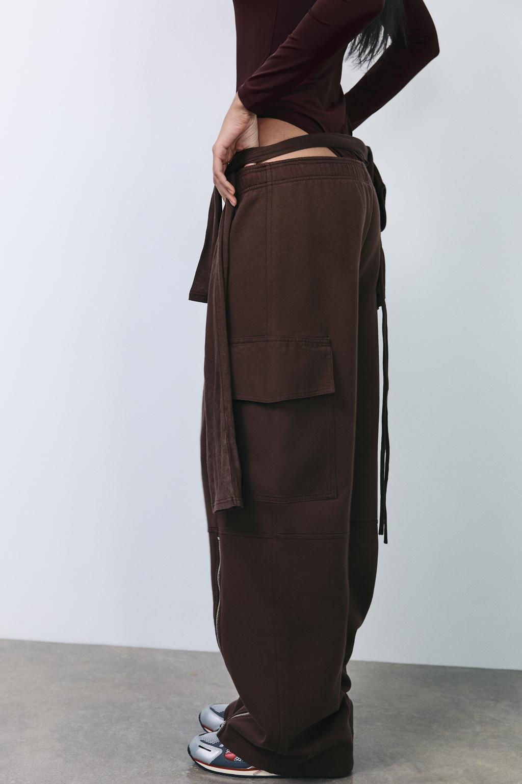 WASHED-EFFECT CARGO TROUSERS WITH ZIPS - Zara фото 4