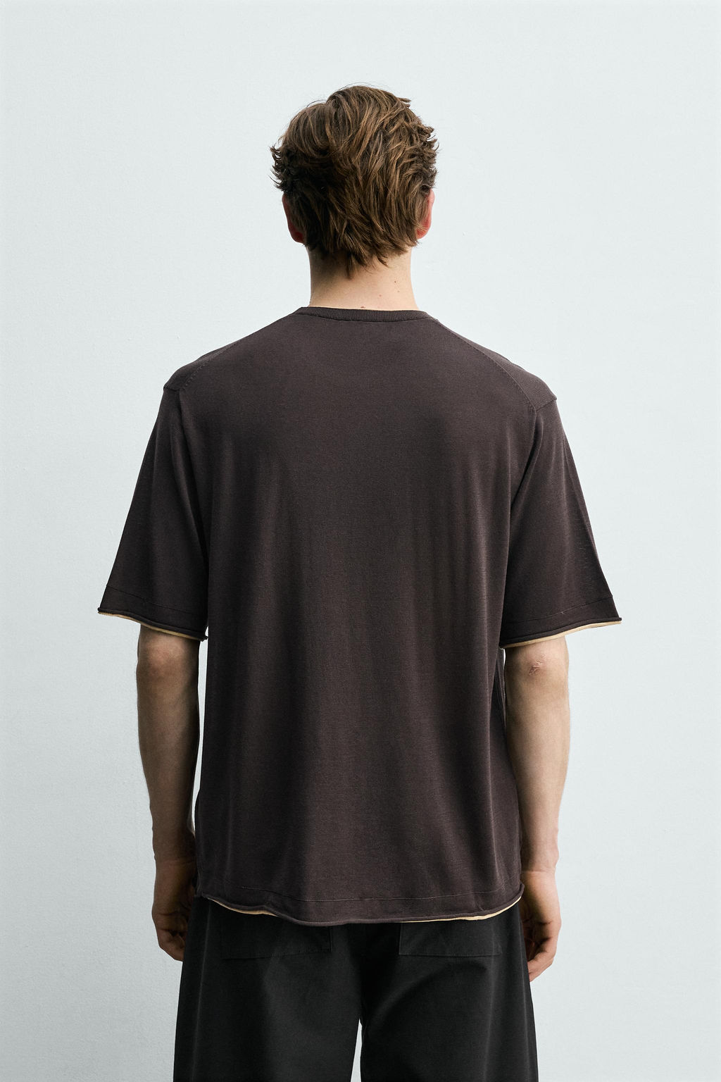 CAMISETA PUNTO ACABADOS CONTRASTE / Marr?n - Zara фото 3