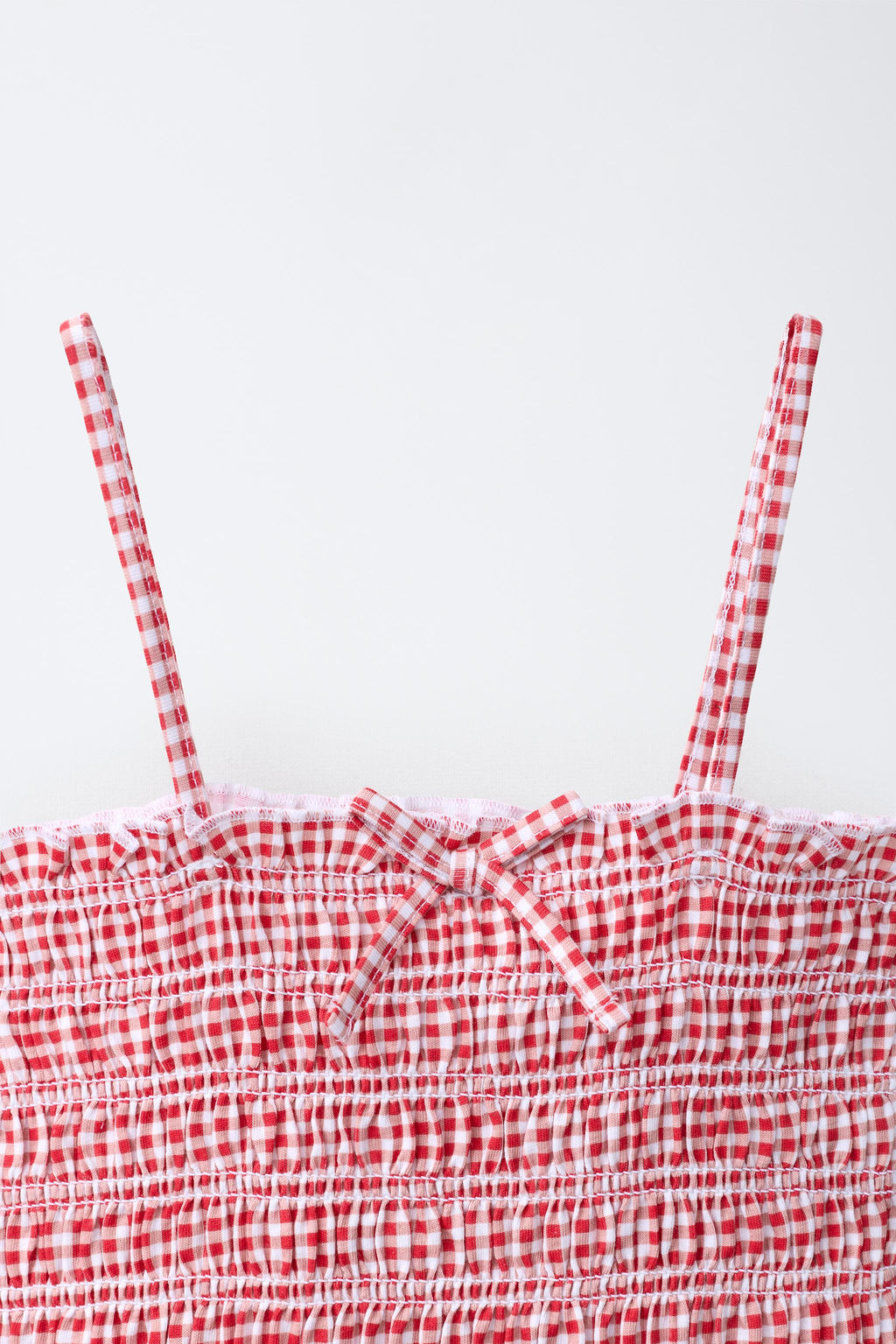 TOP NIDO DE ABEJA GOMAS CUADRO VICHY / Rojo - Zara фото 3