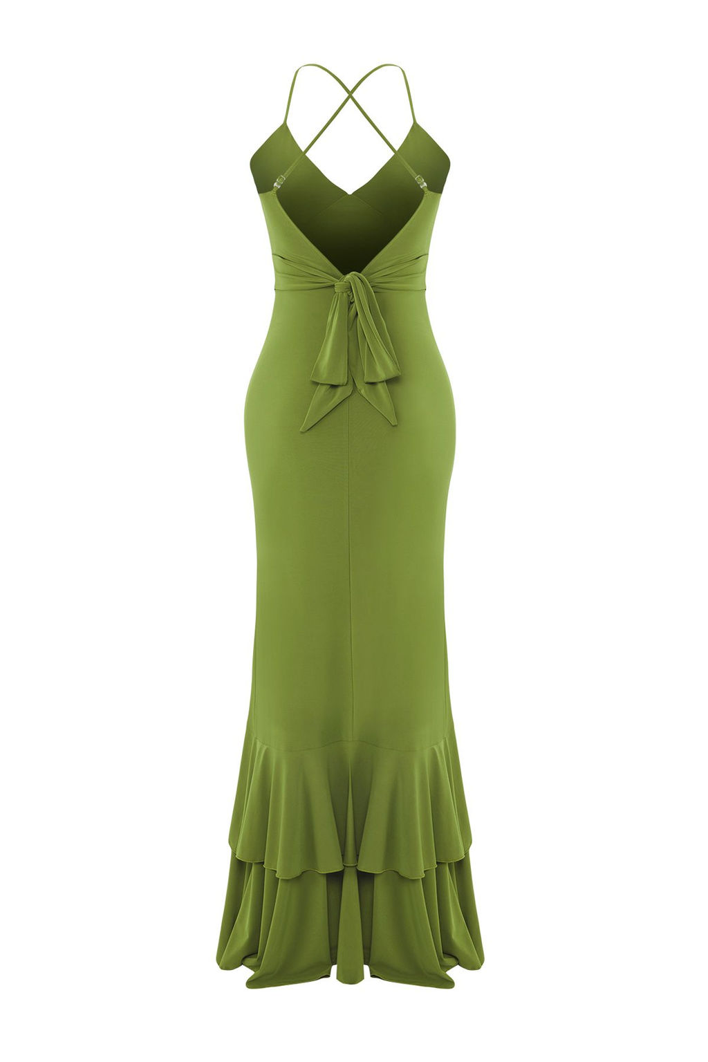 Yag Yesili Bal?k Kesim Volanl? Orme Uzun S?k Abiye Gece Mezuniyet Elbisesi TPRSS25AE00148