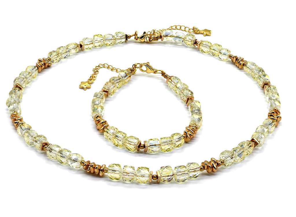 Чокер и браслет из циркона кубик граненый 6*6мм, цвет синий, 40см, 17см - Радуга камня фото 8