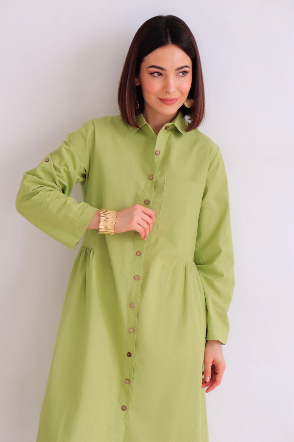 Martichelli Платье хлопковое в цвете лайм  фото 6