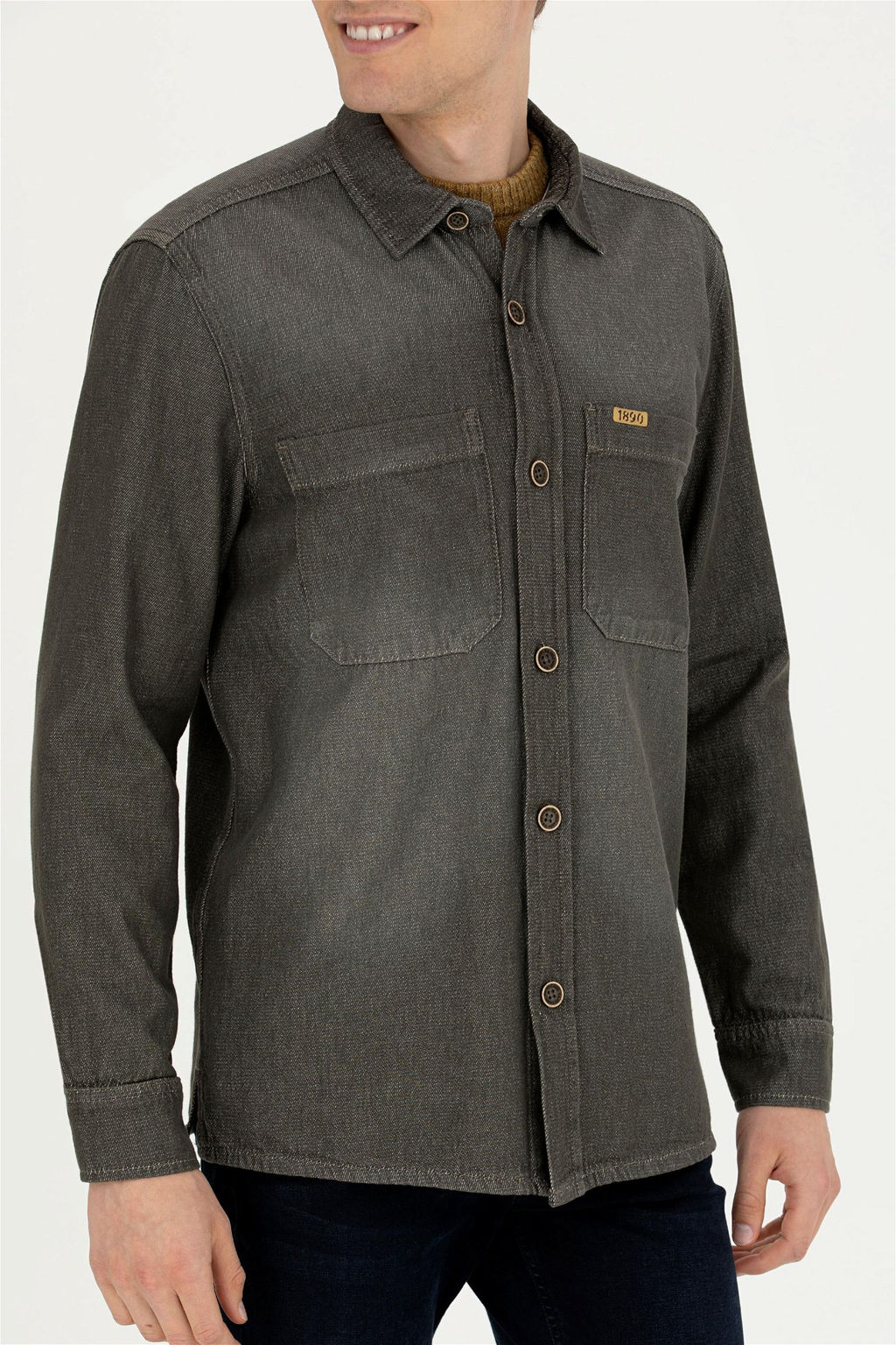 Мужская джинсовая рубашка цвета хаки - U.s. polo assn фото 6