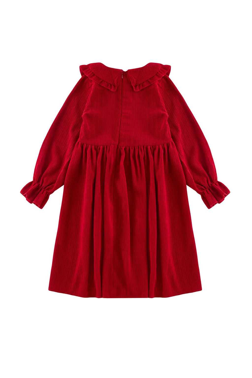 K?rm?z? K?z Cocuk Bebe Yaka Pamuklu Kadife Bayraml?k Dokuma Elbise TKDAW25EL00017 - Trendyolmilla фото 2