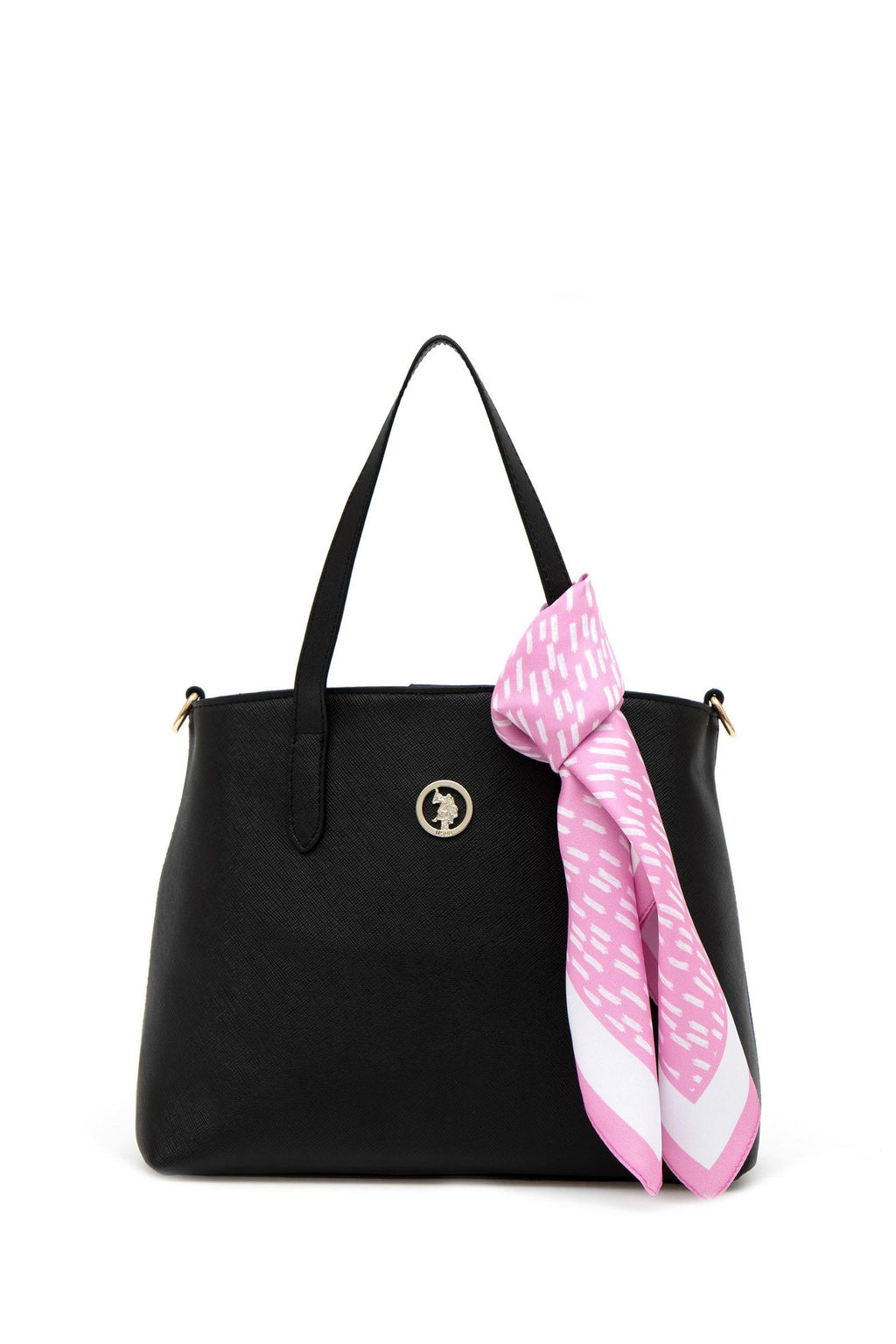 Женская черная подарочная сумка в штучной упаковке с шарфом - U.s. polo assn фото 2