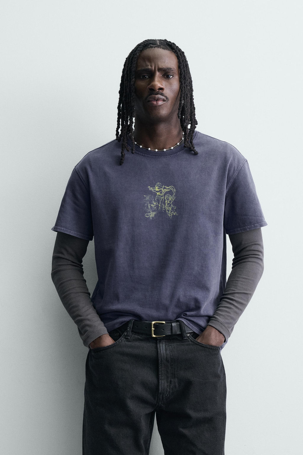 CAMISETA ESTAMPADOS LAVADOS / Azul tinta - Zara фото 2