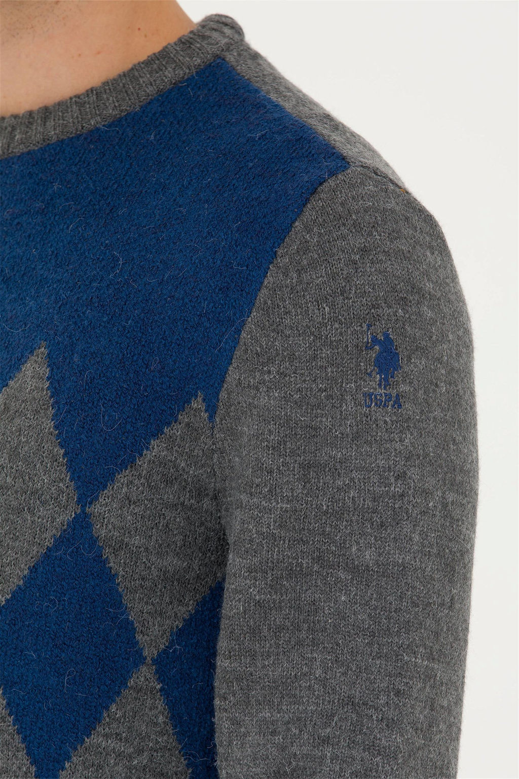 U. S. Polo Assn Мужской серый меланжевый свитер - U.s. polo assn фото 7
