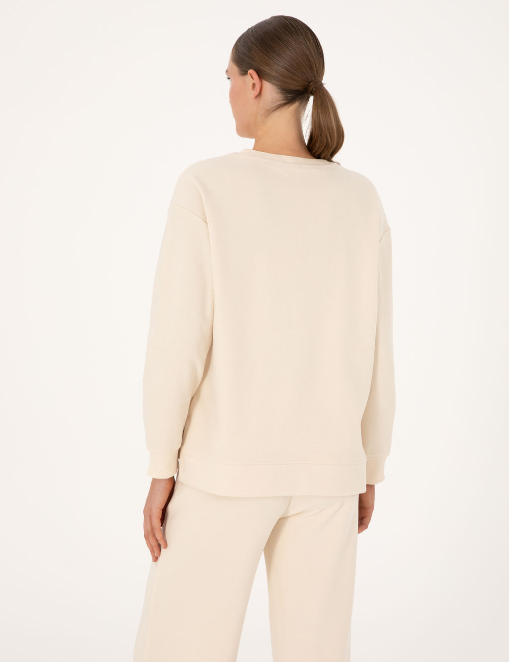 Ekru Oversize Yumu_ak Dokulu Sweatshirt