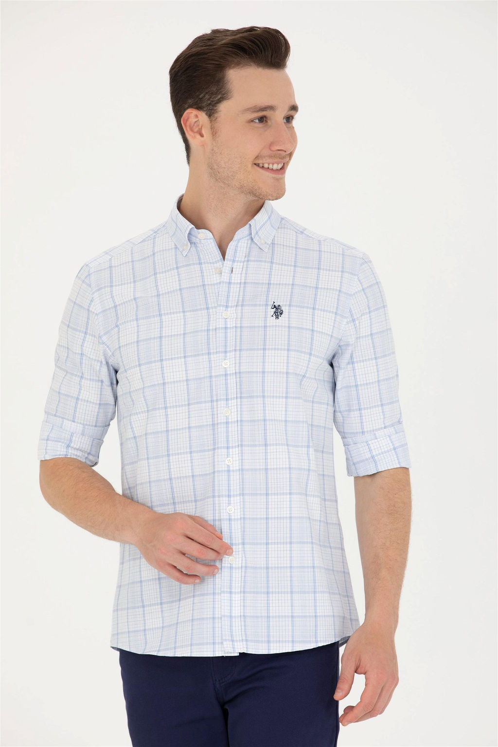 U. S. Polo Assn Мужская синяя рубашка в клетку - U.s. polo assn фото 8