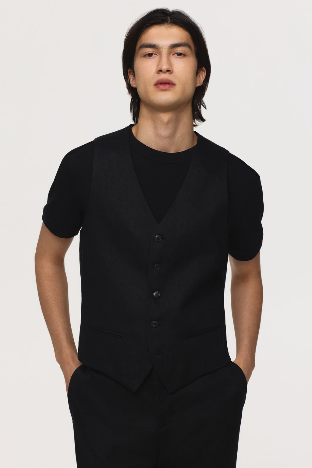 Chaleco de traje en lino Slim Fit - H&m фото 4