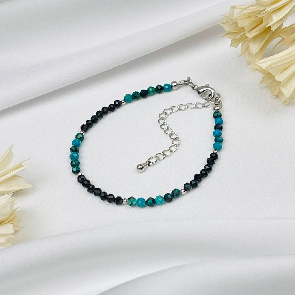 Браслет из Обсидиана и Хризоколлы 18,5 см +