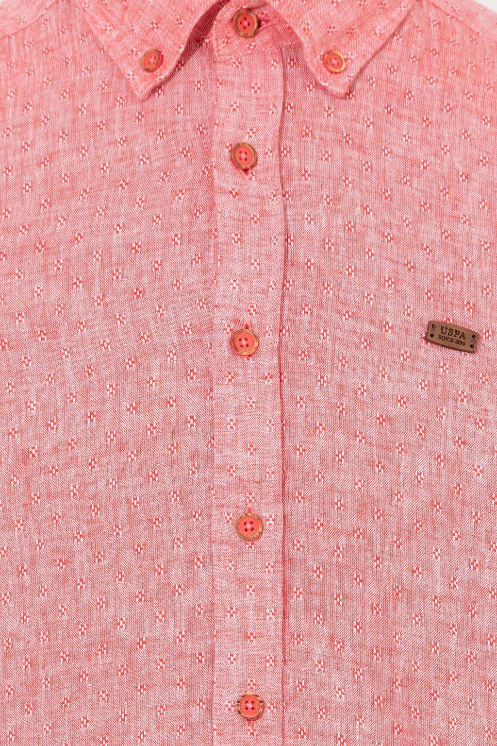 Мужская красная рубашка с воротником на пуговицах и длинным рукавом - U.s. polo assn фото 6